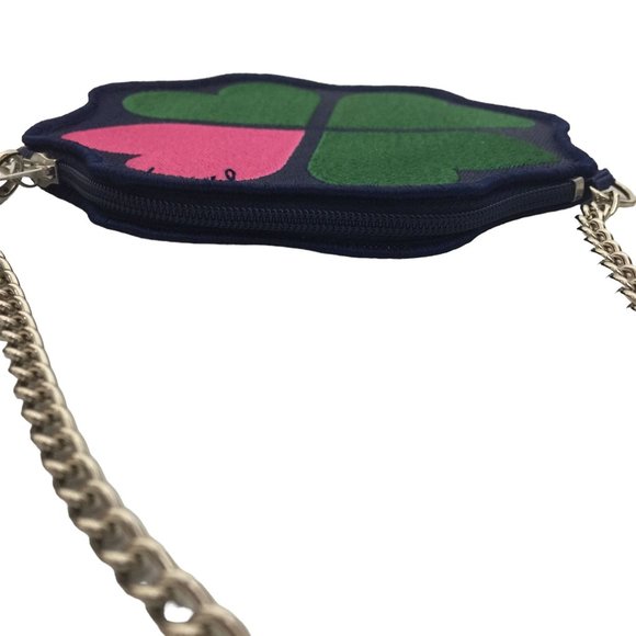 HARVEY'S Lucky Hearts Zip Coin Purse with Chain Navy Green Pink - Picture 7 of 9